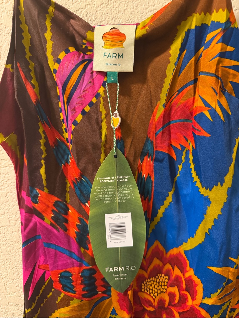 FARM Rio Bold Floral Maxi Slip Dress in Orange, Pink, Blue - Picture 5 of 6